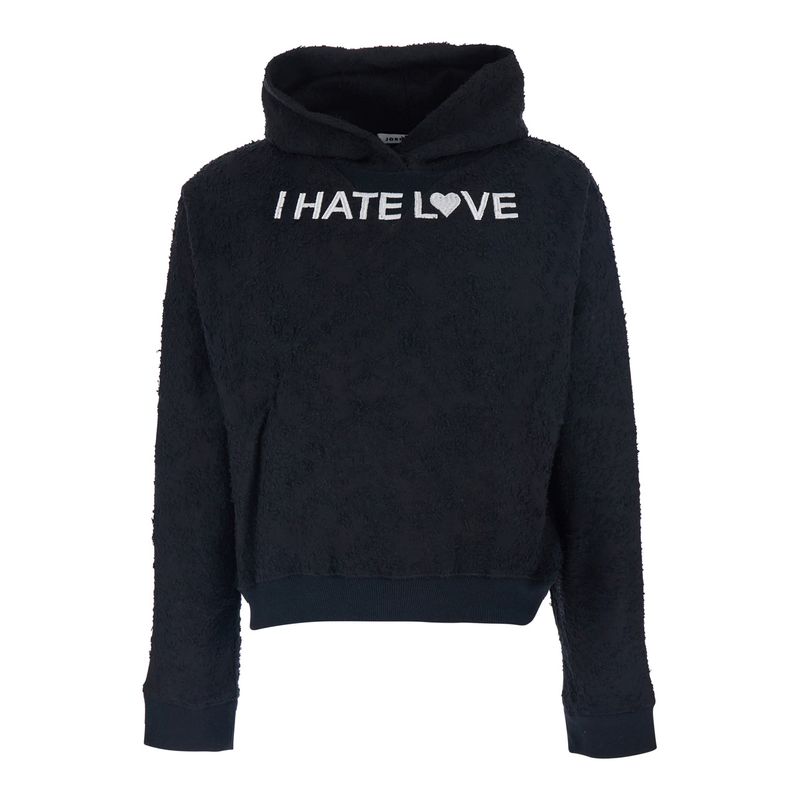 Jordanluca Men Black Hoodie With Fixed Hood And Print On The Front In Cotton Man